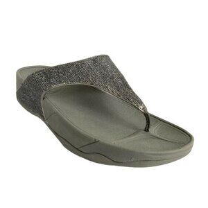 Fitflop Sandals Women Size 9M Gray Superglitz Wedge Thong